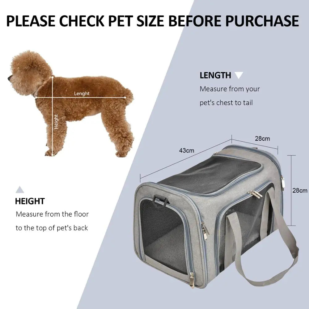  PawParadise™ Dog Carrier Bag Soft Side Backpack Cat Pet Carriers Dog Travel Bags Airline Approved Transport for Small Dogs Cats Outgoing