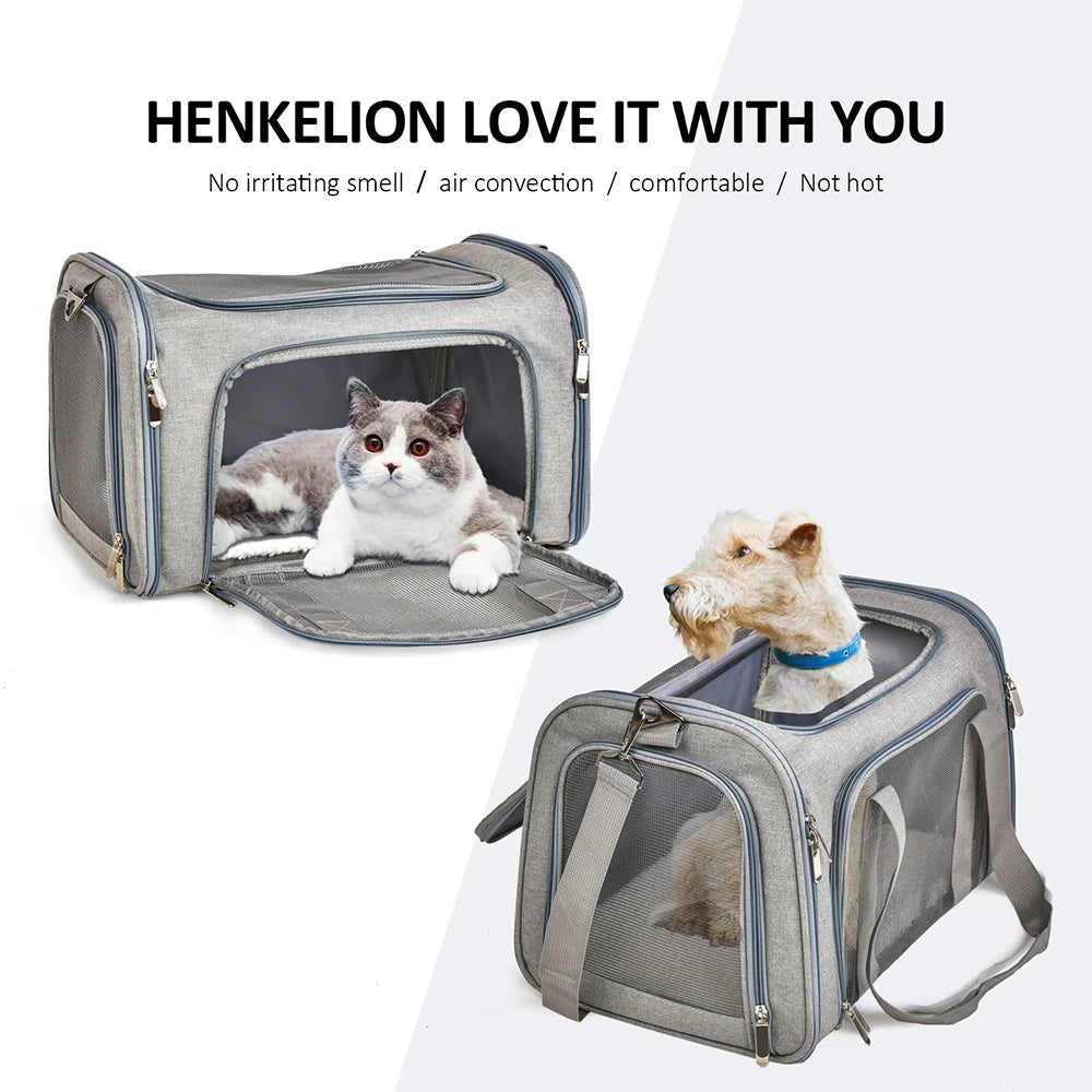  PawParadise™ Dog Carrier Bag Soft Side Backpack Cat Pet Carriers Dog Travel Bags Airline Approved Transport for Small Dogs Cats Outgoing